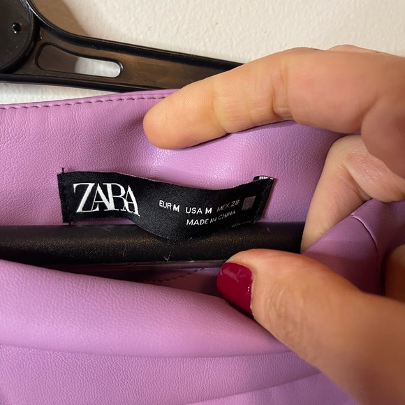 Lavender Pleated Mini Skirt with Button Detail - Picture 5 of 8